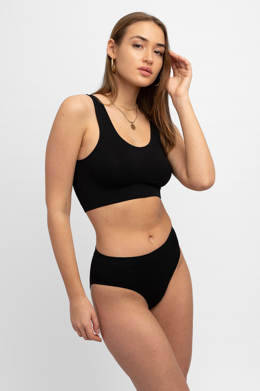 Czarne Figi z Wysokim Stanem Rubenti Everyday Bikini